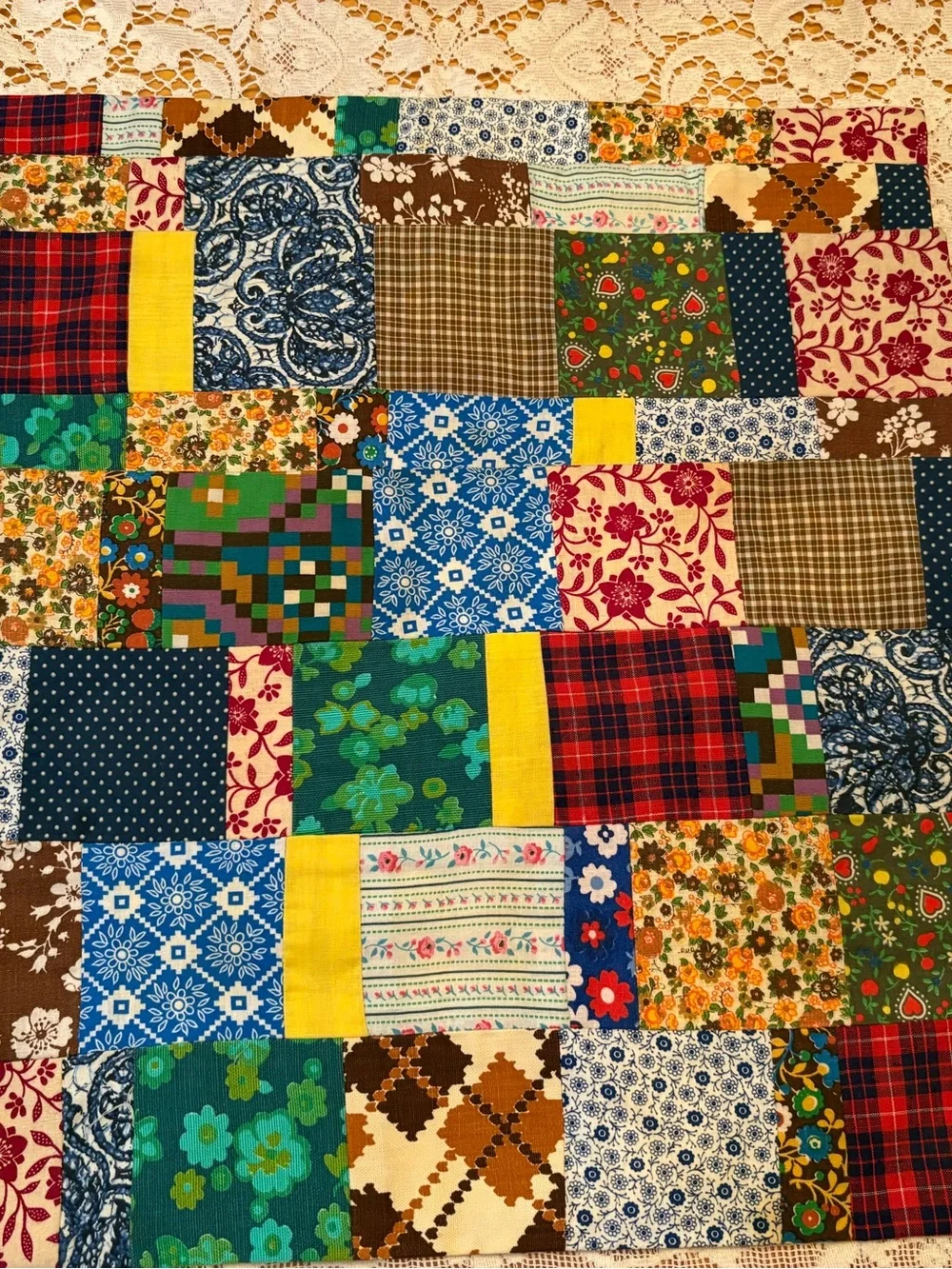 Handmade Patchwork Placemats ♥️ Set of 4 Multicolor Floral & Plaid